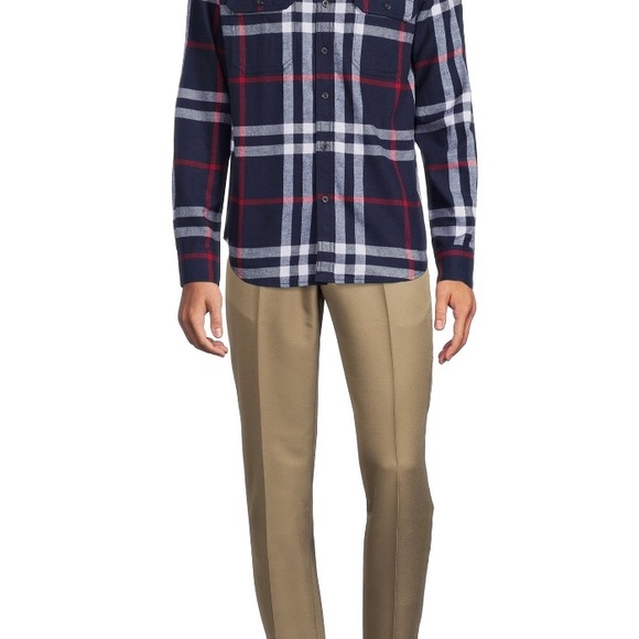 GEORGE Mens Super Soft Flannel Shirt Size Medium 38-40 Plaid Navy Red Wh… - Picture 5 of 8